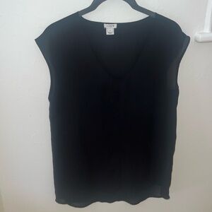 J. Crew Cap Sleeve Scoop Neck Black Top Size 2